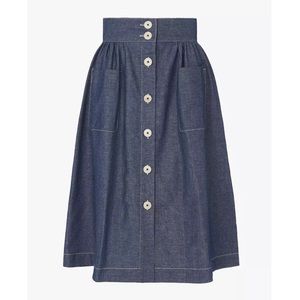 LK BENNETT Annelin Denim Midi Skirt Button $275
